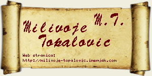 Milivoje Topalović vizit kartica